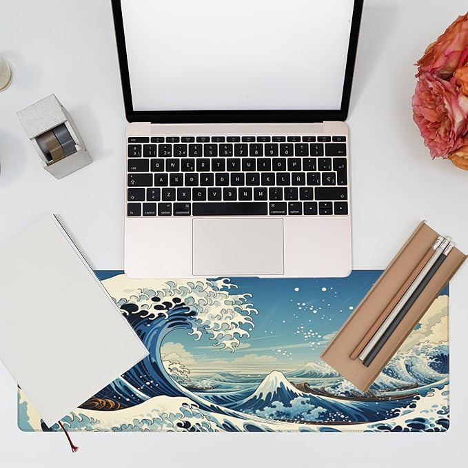Desk Mat, Japanese Sea Wave Large Gaming Mouse Pad - Image 7