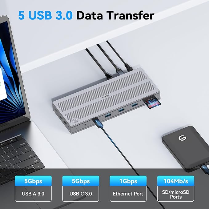 USB C Docking Station 3 Monitors - Image 5