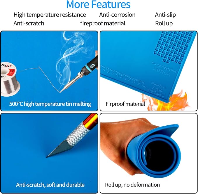 Kaisi S-140 Magnetic Insulation Silicone Soldering Mat, Heat Resistant Work Mat - Image 4