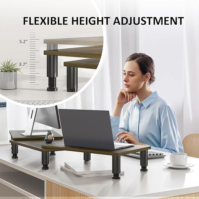 AX WABER Dual Monitor Stand Riser, Monitor Stand - Image 2