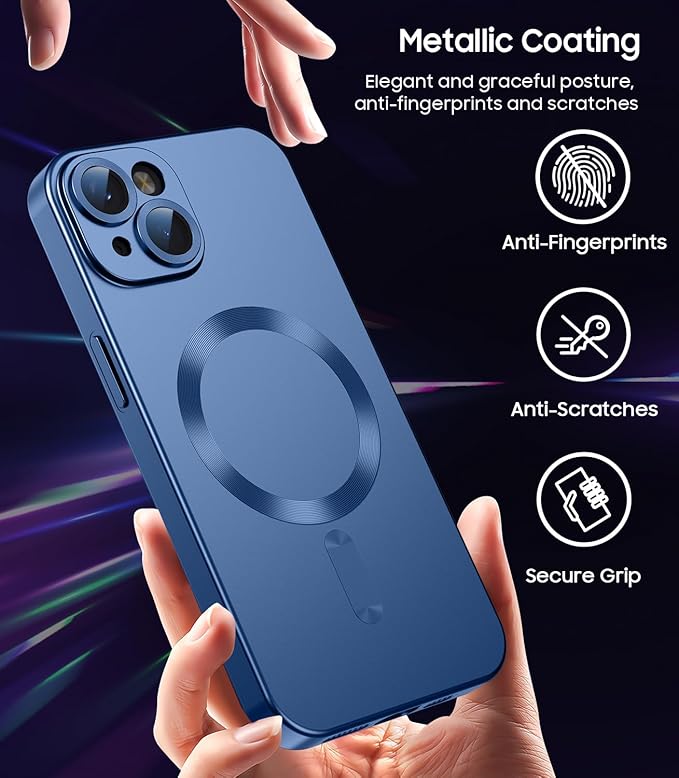 Magnetic for iPhone 15 Case Slim Soft Silicone Bumper Shockproof Metallic Shine - Image 5