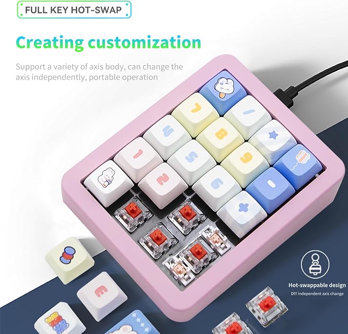 Adventurers K812 Wired Mechanical Numeric Keypad, 19-Key Hot-Swappable RGB - Image 2