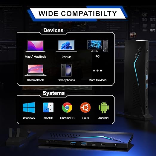 PORTTA 14 in 1 Docking Station Triple Display, HDMI x3, USB x6, 100W PD - Image 6