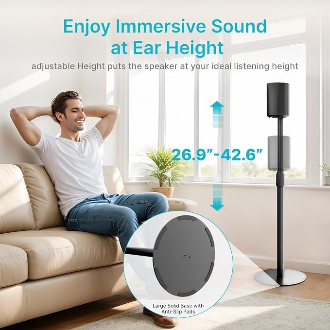 Adjustable Height Speaker Stands Compatible - Image 3