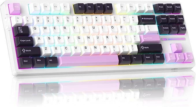 MageGee LIGHT87 Wired Creamy Keyboard, 80% Gasket Hot Swappable RGB Backlit by MageGee