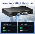 Upgrade 10 Port 2.5G PoE Switch, AUMOX PRO 8 Port 2.5G Network Unmanaged Switch - Image 3