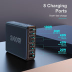 URVNS 240W USB C Charger, 8-Ports Compact GaN PD 100W PPS 45W QC20W Multiport - Image 4