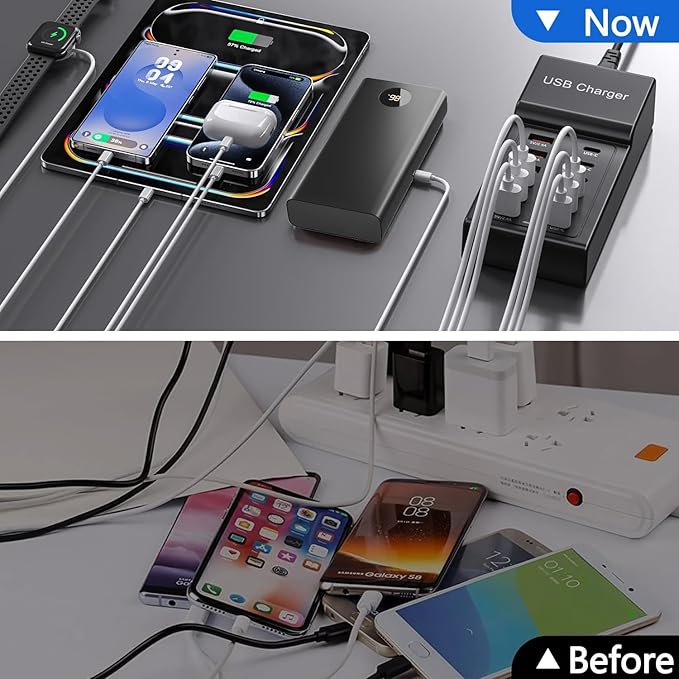 Multi USB Charger USB C Charging Station Block 50W 12 Ports Multiple USB C Hub - Image 4