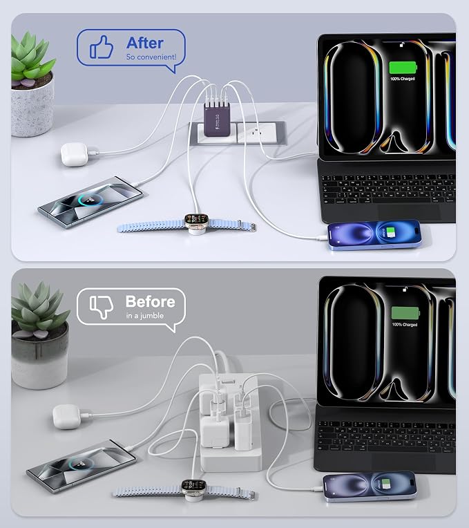 50W 2-Pack USB C Wall Charger Block, 5-Port C Charger Fast Charging Block PD - Image 6