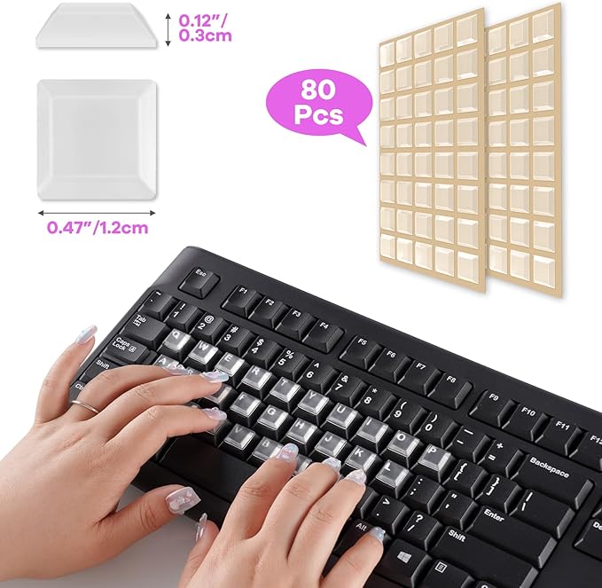 Tomorotec 80PCS Clear Silicone Raised Keyboard Key Cover Stickers - Image 4