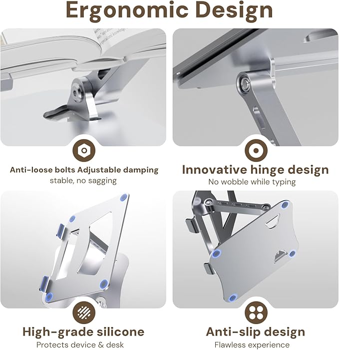 Laptop Stand for Desk – 2.5mm Aluminum Ergonomic Riser, Adjustable Height & - Image 7