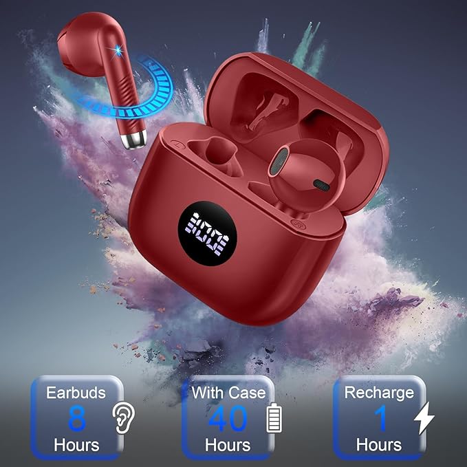Wireless Earbuds, 40H Playback Mini Case IP7 Waterproof Sports Earphones - Image 7