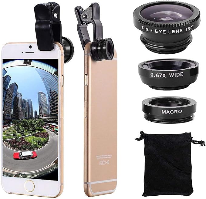 3 in 1 Cell Phone Camera Lens Kit Wide Angle Macro Fisheye Lens by ANJIELOSMART