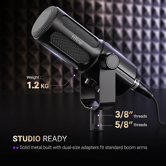 FIFINE Podcast Microphone, USB/XLR Vocal Dynamic Microphone - Image 8