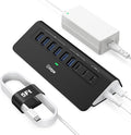 Powered USB Hub 10Gbps, intpw YH6AC 9-Port USB HUB by intpw
