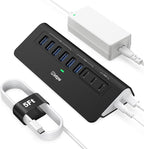 Powered USB Hub 10Gbps, intpw YH6AC 9-Port USB HUB by intpw