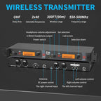 XTUGA RW2080 Wireless in Ear Monitor System 4 Bodypacks UHF IEM System - Image 4