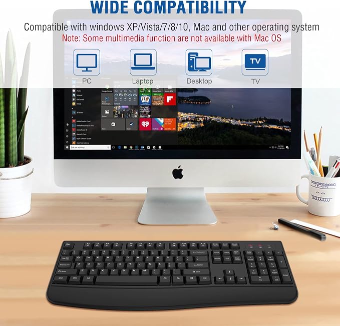 EDJO Wireless Keyboard, 2.4G Ergonomic Full Size Wireless Computer Keyboard - Image 7