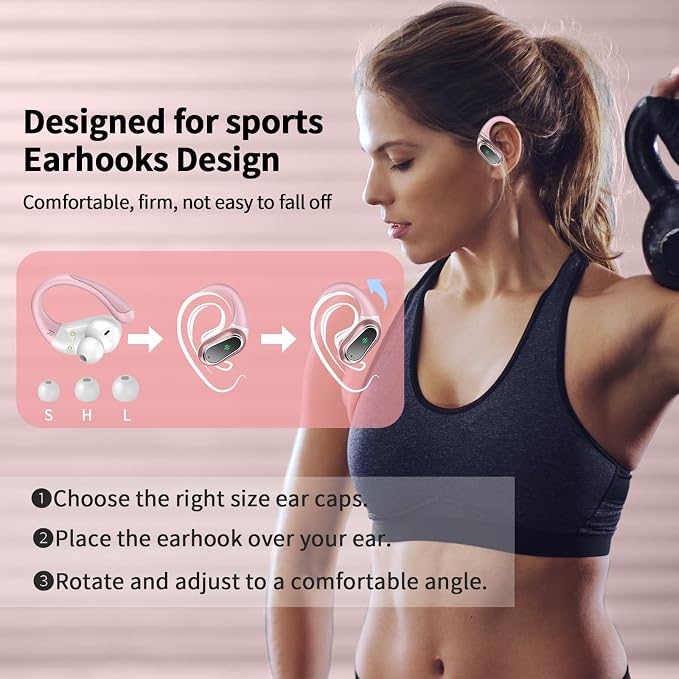 Wireless Earbuds, 2025 Bluetooth 5.4 Headphones Sport, 50H Stereo Wireless - Image 4