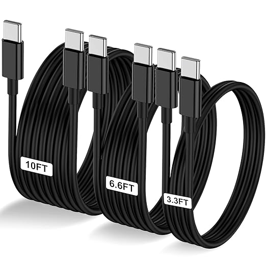 3-Pack Black 60W USB C to USB C Cable, Type C Fast Charging Cable by LOFPYE