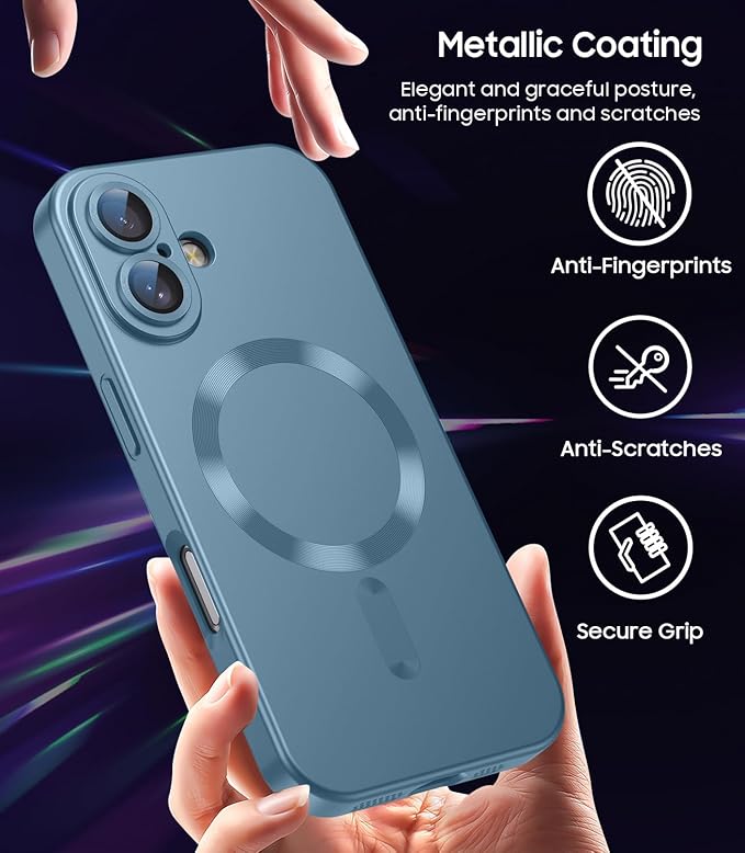 Magnetic for iPhone 16 Plus Case Slim Soft Silicone Bumper Shockproof Metallic - Image 6