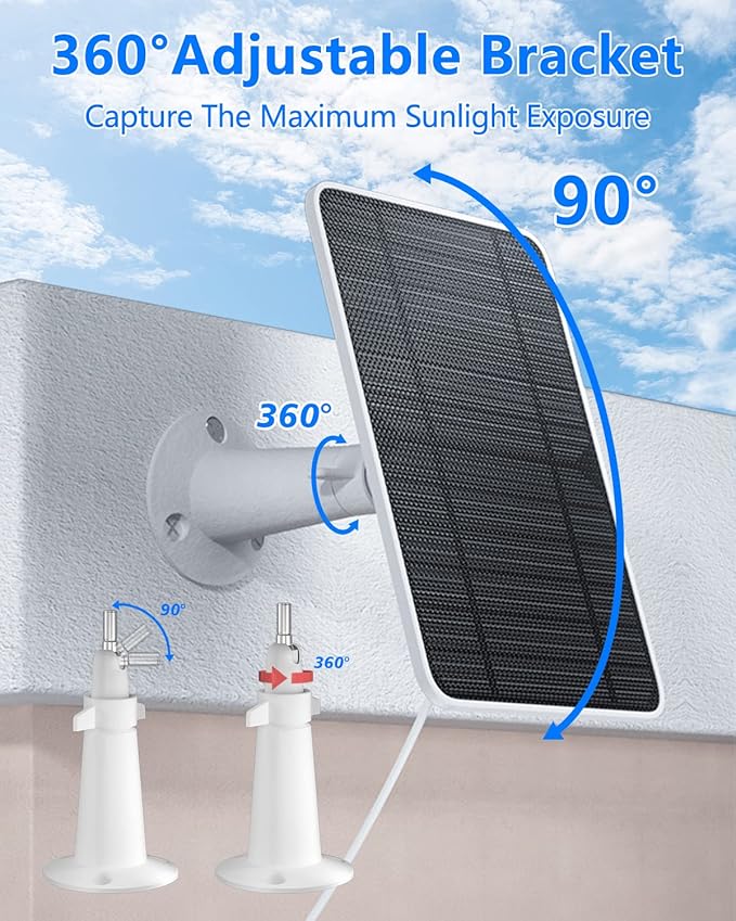 Solar Panel for Security Camera, 5W USB Solar Panel for DC 5V Security Camera - Image 6