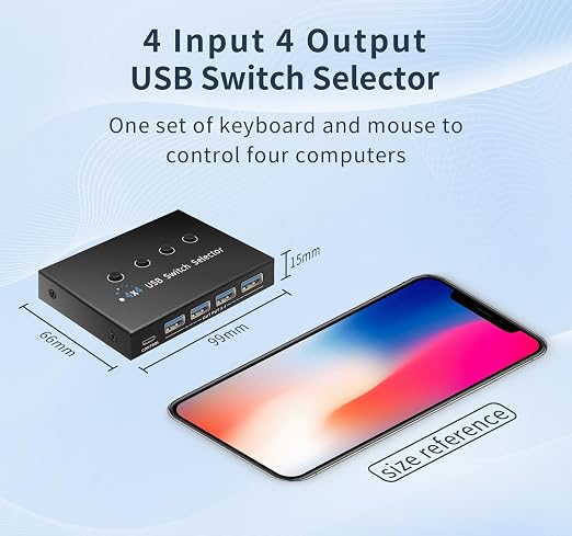 USB 3.0 Switch 4 Computers 3 Computers Keyboard Mouse, 4 Port USB Switcher - Image 6