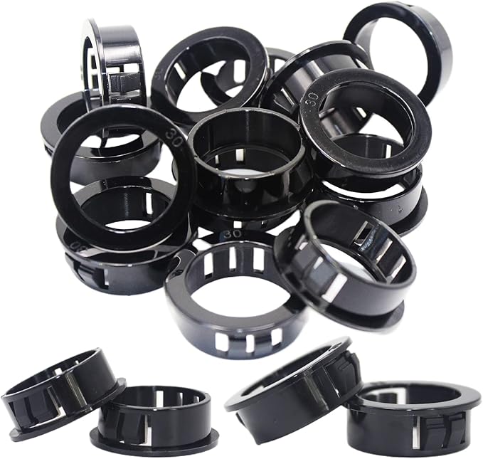 1-3/16" Black Snap-in Knockout Insulating Bushing Grommets, Plastic Cable Hole by EASYEAH