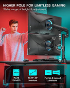 Vertical Dual Monitor Mount for 17-49 Inch Ultrawide Heavy Duty Curved Screen - Image 4