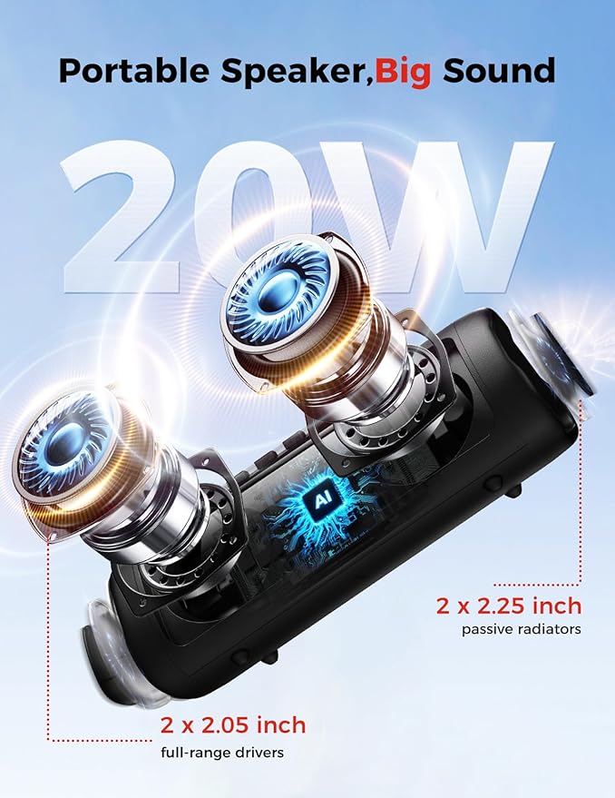Bluetooth Speaker, 20W HD Sound, Portable Wireless, IPX5 Waterproof, - Image 2