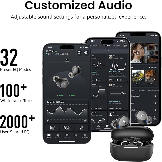 TOZO A1 Wireless Earbuds Bluetooth 5.3 Light Weight in Ear IPX5 Waterproof - Image 7