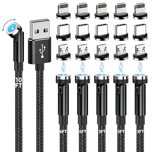 Magnetic Charging Cable, 540° Rotating Magnetic Phone Charger 3 in 1 Magnetic by Ankndo