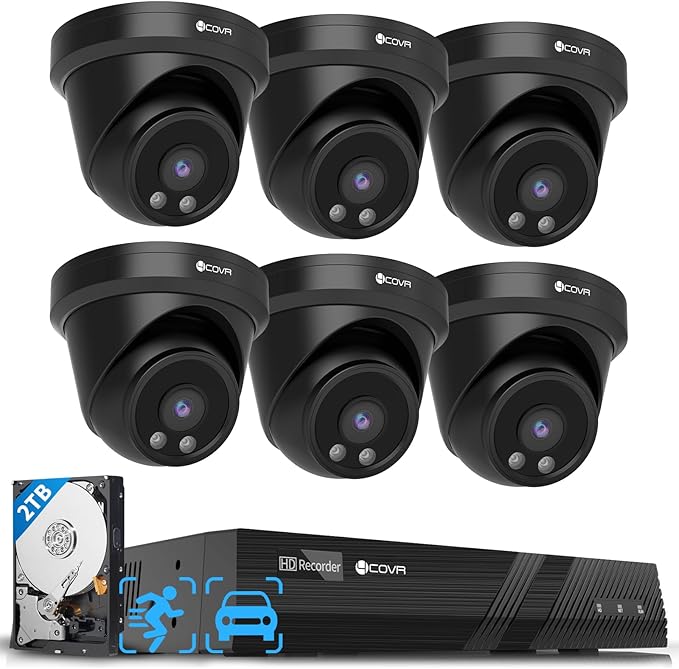 4COVR Security Camera Outdoor System, AI Human Vehicle Detection, 8CH 4K H.265 by 4COVR