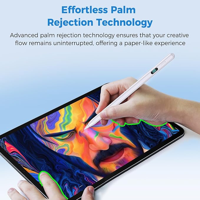 iPad Stylus Pencil with Magnetic Attachment, USB-C Faster Charge, Tilt - Image 5