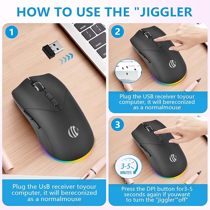 Wireless Bluetooth Mouse, 2.4G and Bluetooth 5.2 Ergonomic Rechargeable USB - Image 3