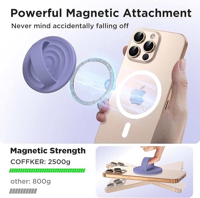 Magnetic Phone Ring Grip Holder, Silicone Finger Loop Grip, Compatible - Image 3