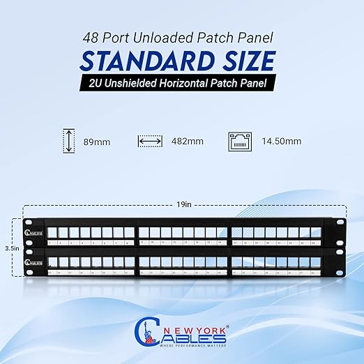 NewYork Cables® Blank Keystone 48 Port Cat6 Patch Panel - Image 4