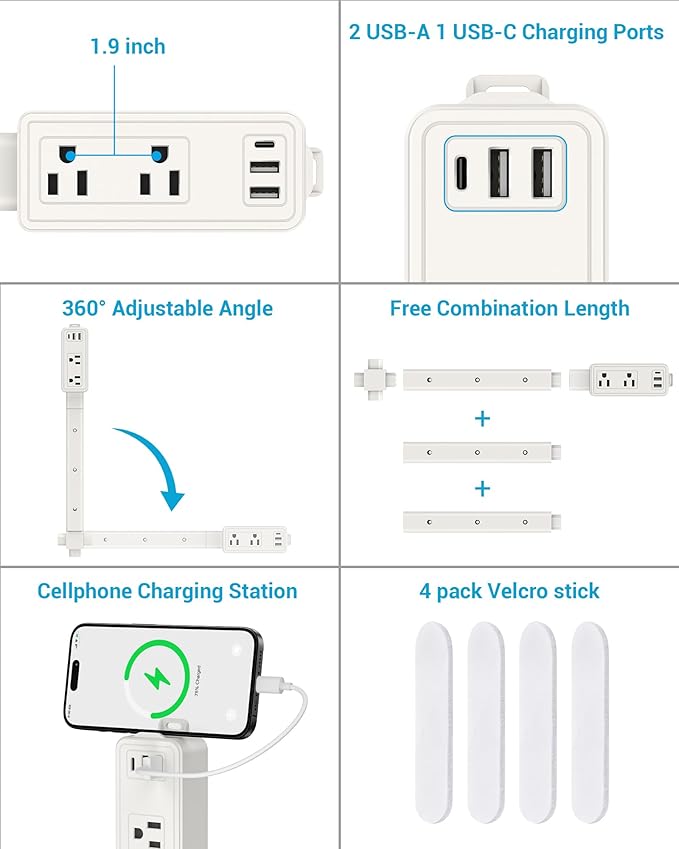 Outlet Extender Stick | Free Combination | USB-A, USB-C Port, 2 AC Outlets - Image 7