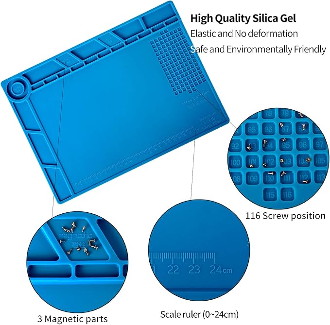 Kaisi S-140 Magnetic Insulation Silicone Soldering Mat, Heat Resistant Work Mat - Image 3