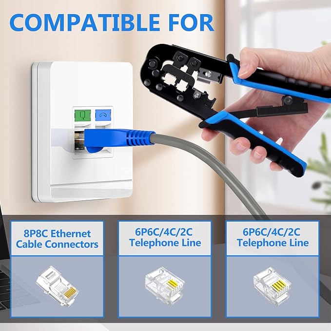Delgada RJ45 Ethernet Crimping Tool kit, 4in1 Professional Cutter Stripper - Image 4