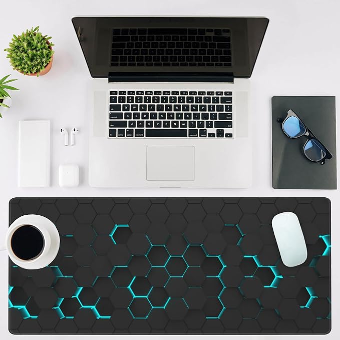 Mouse Pad Large Abstract Hexagonal Neon Non-Slip Game Desk Mat - Image 2