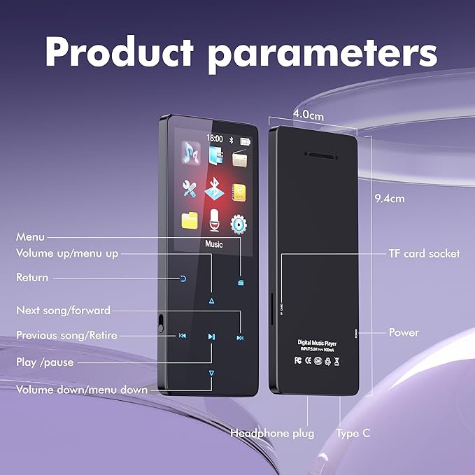 64GB MP3 Player with Bluetooth 5.3 Portable Music Player - Image 5