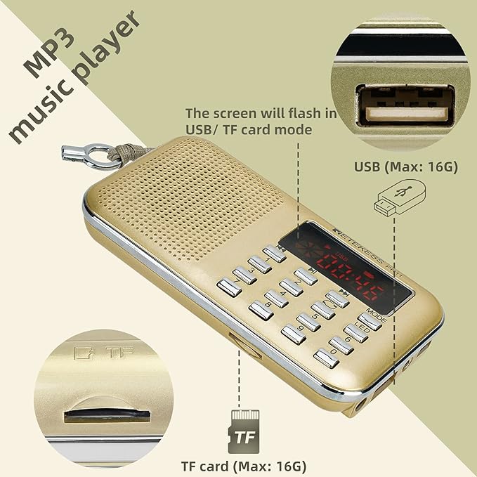 Retekess PR11 AM FM Radio Portable, Rechargeable Transistor Radios Small - Image 5