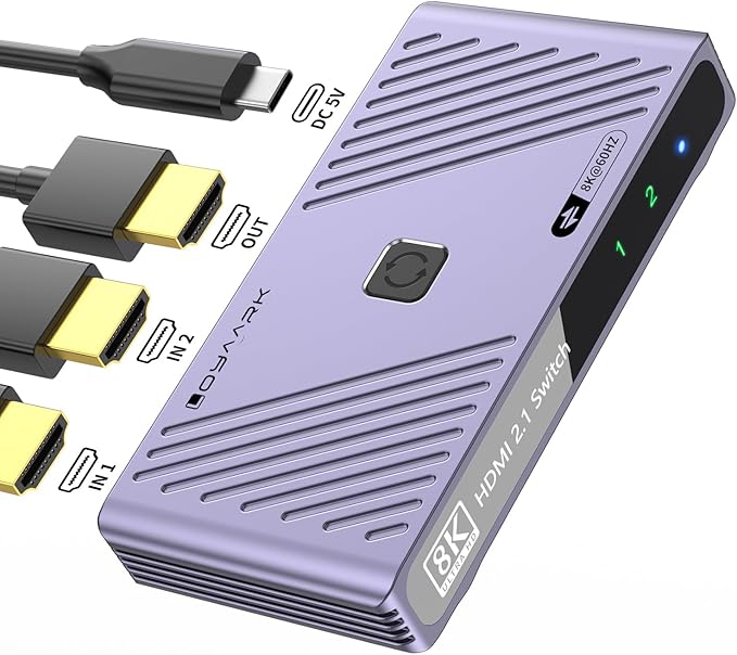 Video Selector Boxes， 8K@60Hz Splitter, bi-Directional 8K HD switcher 2 in 1 Out by LoyaArk