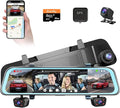 4 Channel Mirror Dash Cam, Dash Cam Front and Rear/Inside, 12’’ FHD 1080Px4 by Zunfly