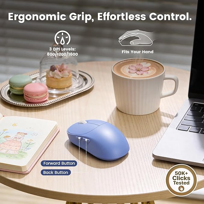 Wireless Keyboard and Mouse Combo, Magnetic Soft-Touch Wrist Rest, Round Keycaps - Image 6