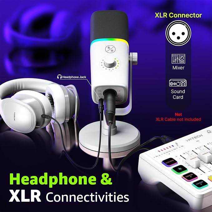 IXTECH Gaming USB Microphone for PC, Noise Cancellation Condenser Mic for - Image 4