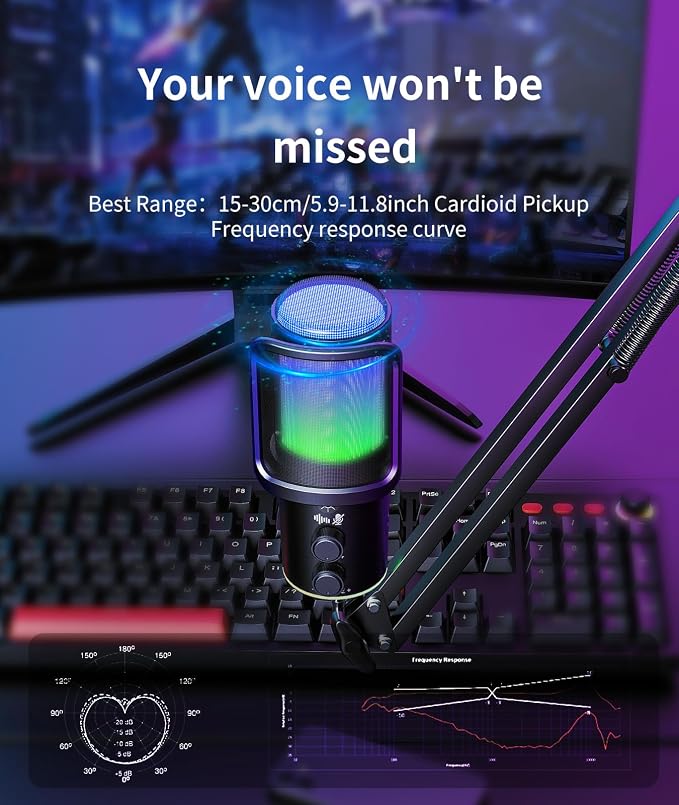Gaming USB Microphone Kit with Boom Arm - Image 3