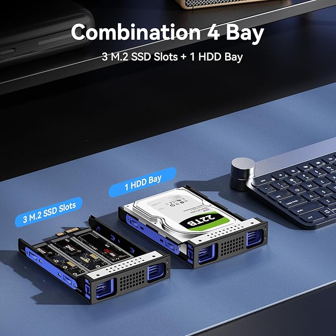Hybrid 2.5/3.5" SATA HDD/SSD+3* M / B+M Key M.2 NVMe Enclosure - Image 4