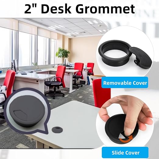 40 Pack 2 Inch Desk Grommet, Plastic Cable Hole Cover Bulk - Image 3